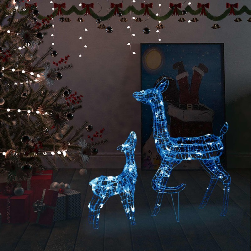 Famiglia di Renne di Natale 160 LED Blu in Acrilico Famiglia di Renne di Natale 160 LED Blu in Acrilico