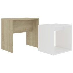 Tavolini da Caffè Bianco e Rovere Sonoma 48x30x45 cm Truciolato