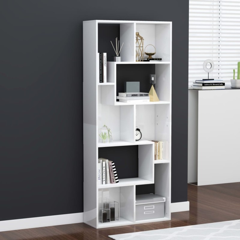 Libreria Bianca Lucida 67x24x161 cm in Truciolato Libreria Bianca Lucida 67x24x161 cm in Truciolato