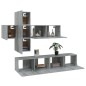 Set di Mobili Porta TV 7 pz Grigio Sonoma in Legno Multistrato Set di Mobili Porta TV 7 pz Grigio Sonoma in Legno Multistrato