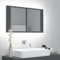 Armadietto a Specchio con Luci LED Grigio 80x12x45 in Acrilico Armadietto a Specchio con Luci LED Grigio 80x12x45 in Acrilico