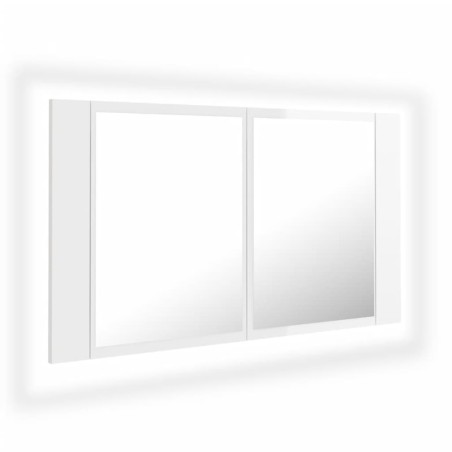 vidaXL Armadietto a Specchio con Luci LED Bianco Lucido in Acrilico