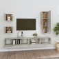 Set di Mobili Porta TV 5 pz Grigio Cemento in Legno Multistrato Set di Mobili Porta TV 5 pz Grigio Cemento in Legno Multistrato