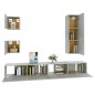 Set di Mobili Porta TV 5 pz Grigio Cemento in Legno Multistrato Set di Mobili Porta TV 5 pz Grigio Cemento in Legno Multistrato