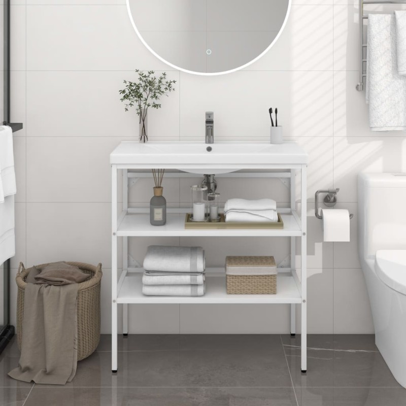 Struttura per Lavabo da Bagno Bianca 79x38x83 cm in Ferro Struttura per Lavabo da Bagno Bianca 79x38x83 cm in Ferro