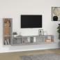 Set di Mobili Porta TV 3 pz Grigio Cemento in Legno Multistrato Set di Mobili Porta TV 3 pz Grigio Cemento in Legno Multistrato