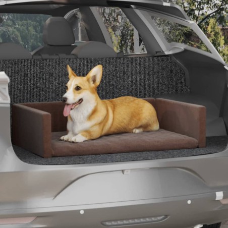 Copri Bagagliaio Auto per Cani Marrone 90x60 cm Effetto Lino