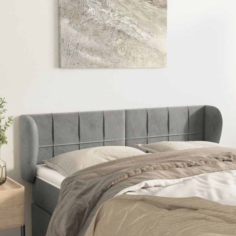 Testiera ad Orecchio Grigio Chiaro 147x23x78/88 cm in Velluto Testiera ad Orecchio Grigio Chiaro 147x23x78/88 cm in Velluto