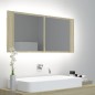 Armadietto a Specchio con Luci LED Rovere Sonoma in Acrilico