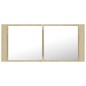 Armadietto a Specchio con Luci LED Rovere Sonoma in Acrilico