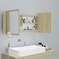 Armadietto a Specchio con Luci LED Rovere Sonoma in Acrilico