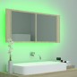 Armadietto a Specchio con Luci LED Rovere Sonoma in Acrilico