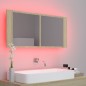 Armadietto a Specchio con Luci LED Rovere Sonoma in Acrilico