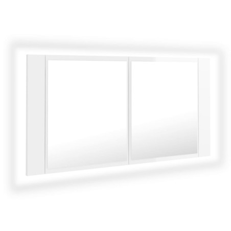 Armadietto a Specchio con Luci LED Bianco Lucido in Acrilico