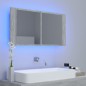 Armadietto a Specchio con Luci LED Grigio Cemento in Acrilico Armadietto a Specchio con Luci LED Grigio Cemento in Acrilico