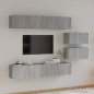 Set di Mobili Porta TV 6 pz Grigio Sonoma in Legno Multistrato Set di Mobili Porta TV 6 pz Grigio Sonoma in Legno Multistrato