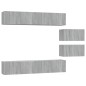 Set di Mobili Porta TV 6 pz Grigio Sonoma in Legno Multistrato Set di Mobili Porta TV 6 pz Grigio Sonoma in Legno Multistrato
