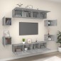 Set Mobili Porta TV 8pz Grigio Sonoma in Legno Multistrato Set Mobili Porta TV 8pz Grigio Sonoma in Legno Multistrato