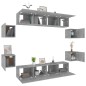 Set Mobili Porta TV 8pz Grigio Sonoma in Legno Multistrato Set Mobili Porta TV 8pz Grigio Sonoma in Legno Multistrato