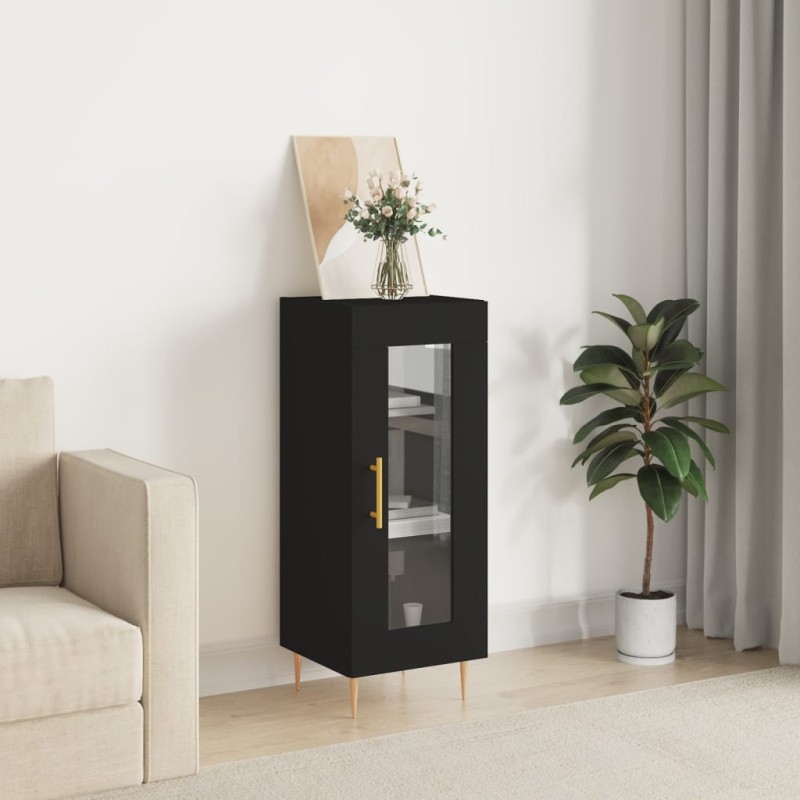 Credenza Nero 34,5x34x90 cm in Legno Multistrato Credenza Nero 34,5x34x90 cm in Legno Multistrato