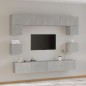 Set Mobili Porta TV 8pz Grigio Cemento in Legno Multistrato Set Mobili Porta TV 8pz Grigio Cemento in Legno Multistrato