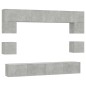 Set Mobili Porta TV 8pz Grigio Cemento in Legno Multistrato Set Mobili Porta TV 8pz Grigio Cemento in Legno Multistrato