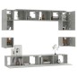 Set Mobili Porta TV 8pz Grigio Cemento in Legno Multistrato Set Mobili Porta TV 8pz Grigio Cemento in Legno Multistrato
