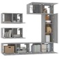Set di Mobili Porta TV 6 pz Grigio Sonoma in Legno Multistrato Set di Mobili Porta TV 6 pz Grigio Sonoma in Legno Multistrato