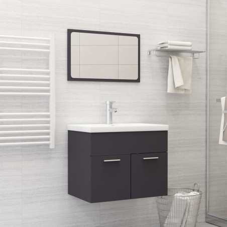 Set Mobili da Bagno Grigio in Truciolato