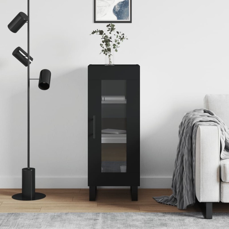 Credenza Nero 34,5x34x90 cm in Legno Multistrato Credenza Nero 34,5x34x90 cm in Legno Multistrato