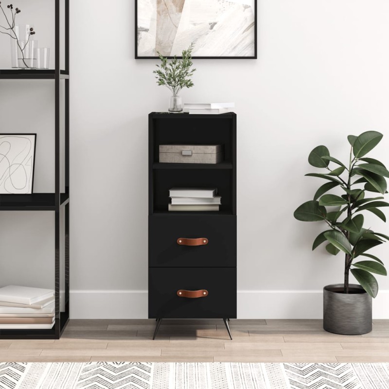 Credenza Nero 34,5x34x90 cm in Legno Multistrato Credenza Nero 34,5x34x90 cm in Legno Multistrato