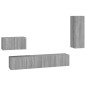 Set di Mobili Porta TV 4 pz Grigio Sonoma in Legno Multistrato Set di Mobili Porta TV 4 pz Grigio Sonoma in Legno Multistrato