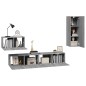 Set di Mobili Porta TV 4 pz Grigio Sonoma in Legno Multistrato Set di Mobili Porta TV 4 pz Grigio Sonoma in Legno Multistrato