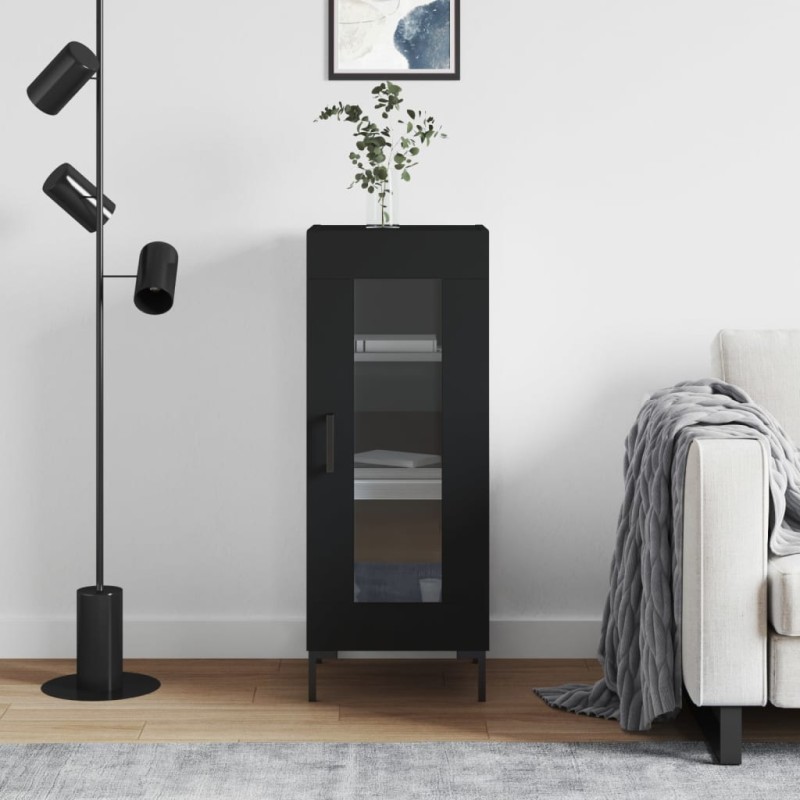 Credenza Nero 34,5x34x90 cm in Legno Multistrato Credenza Nero 34,5x34x90 cm in Legno Multistrato