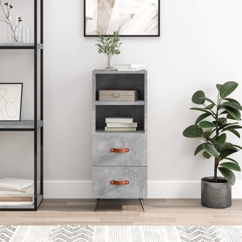 Credenza Grigio Cemento 34,5x34x90 cm in Legno Multistrato Credenza Grigio Cemento 34,5x34x90 cm in Legno Multistrato