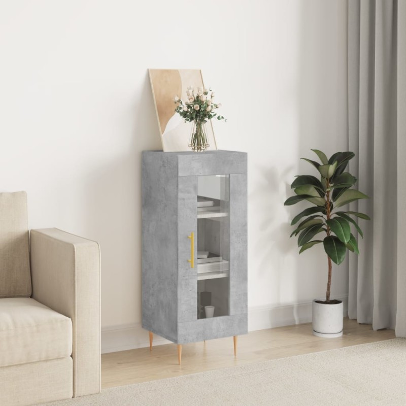 Credenza Grigio Cemento 34,5x34x90 cm in Legno Multistrato Credenza Grigio Cemento 34,5x34x90 cm in Legno Multistrato