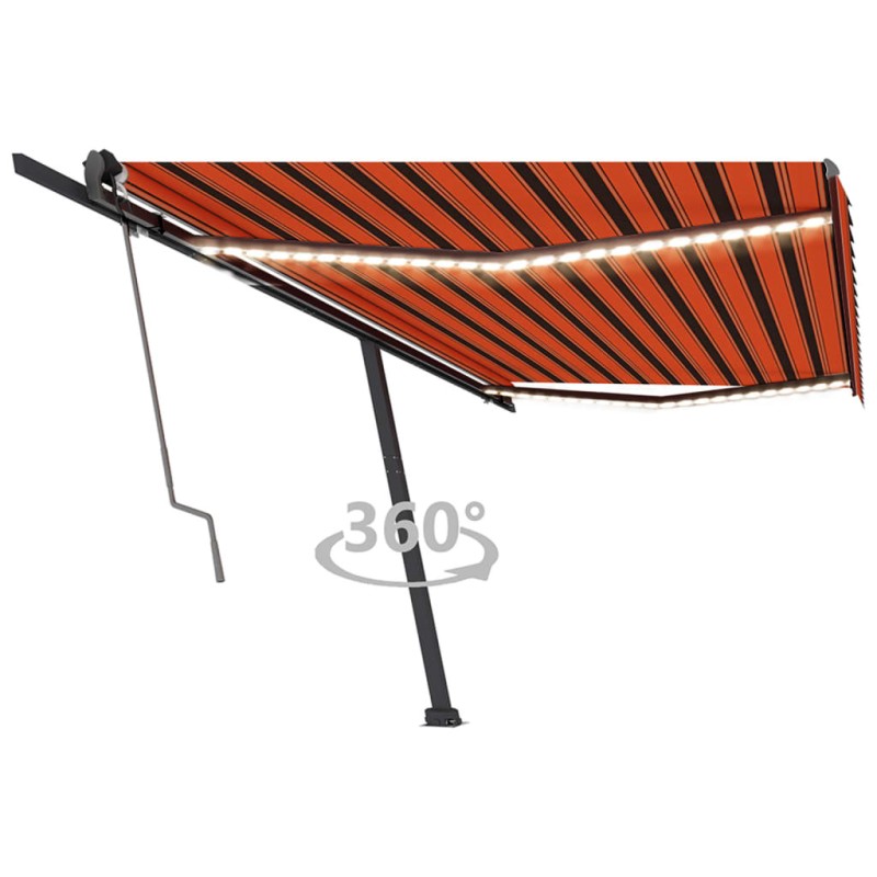 Tenda Automatica Sensore Vento e LED 500x350 cm Arancio Marrone Tenda Automatica Sensore Vento e LED 500x350 cm Arancio Marrone