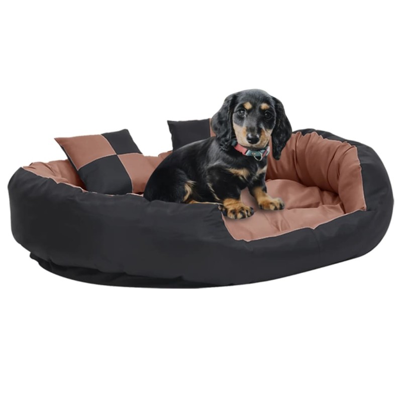 Cuscino per Cani Reversibile Lavabile Nero Marrone 110x80x23cm Cuscino per Cani Reversibile Lavabile Nero Marrone 110x80x23cm