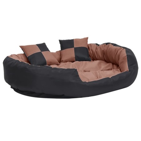 Cuscino per Cani Reversibile Lavabile Nero Marrone 110x80x23cm