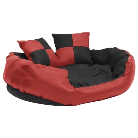 Cuscino per Cani Reversibile e Lavabile Rosso Nero 85x70x20 cm