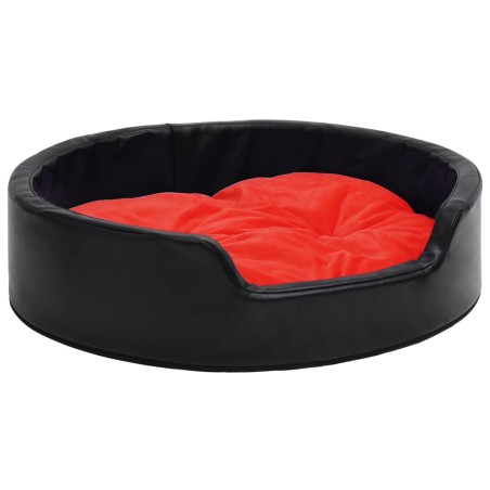 Lettino per Cani Nero e Rosso 99x89x21 cm Peluche e Similpelle