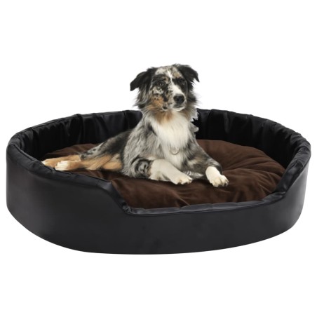 Lettino per Cani Nero e Marrone 90x79x20cm Peluche e Similpelle