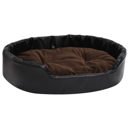 Lettino per Cani Nero e Marrone 90x79x20cm Peluche e Similpelle