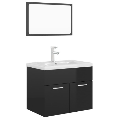 Set Mobili da Bagno Nero Lucido in Truciolato