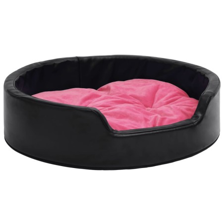 Lettino per Cani Nero e Rosa 79x70x19 cm Peluche e Similpelle
