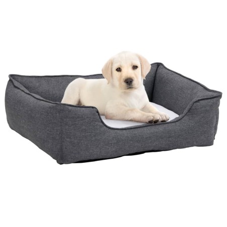 Lettino per Cani Grigio e Bianco 85,5x70x23cm Pile Effetto Lino
