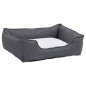 Lettino per Cani Grigio e Bianco 85,5x70x23cm Pile Effetto Lino Lettino per Cani Grigio e Bianco 85,5x70x23cm Pile Effetto Lino