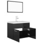 Set Mobili da Bagno Nero Lucido in Truciolato Set Mobili da Bagno Nero Lucido in Truciolato