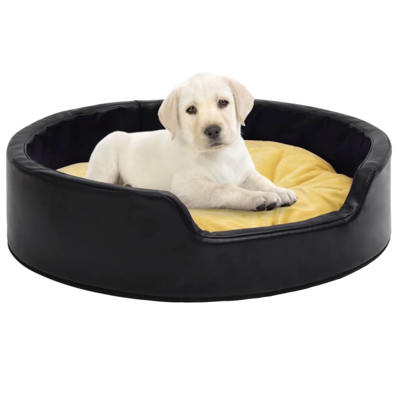 Lettino per Cani Nero e Giallo 69x59x19 cm Peluche e Similpelle Lettino per Cani Nero e Giallo 69x59x19 cm Peluche e Similpelle