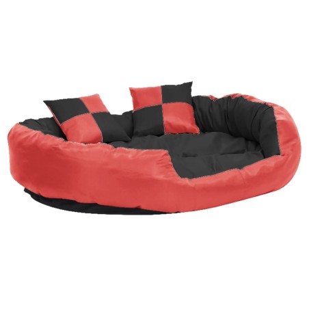 Cuscino per Cani Reversibile Lavabile Rosso e Nero 110x80x23 cm